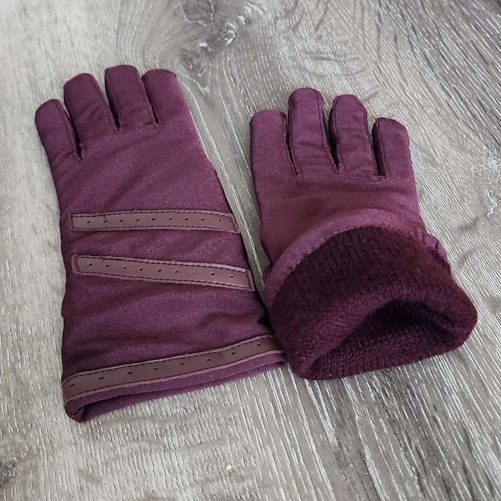 NEW! Vintage CB Courtney Blake Warm Lined Spandex Driving Gloves Burgundy Port
